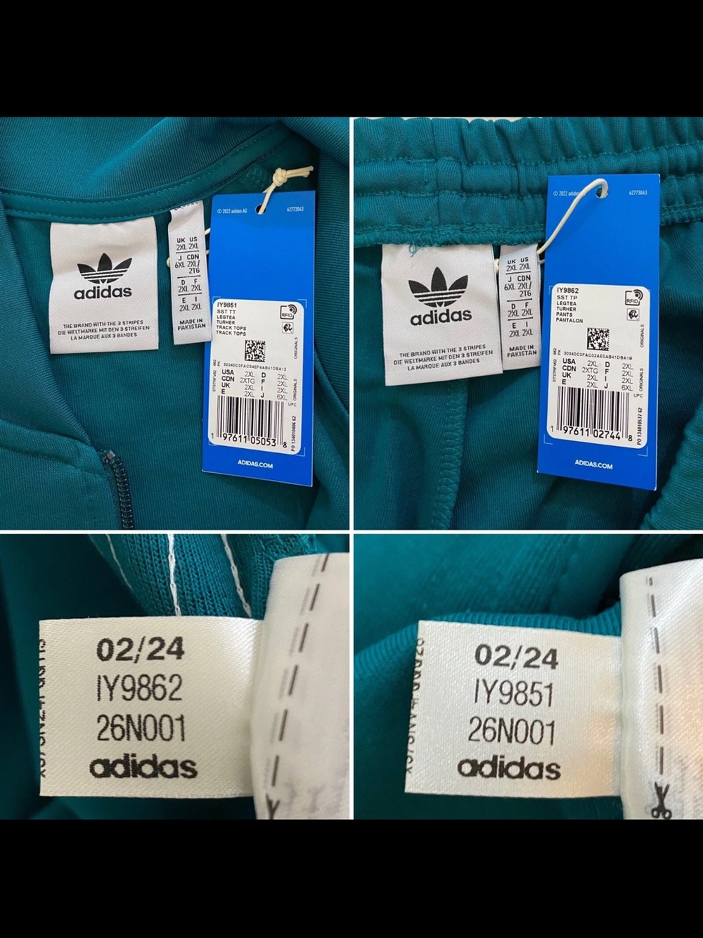 Brand new with tags - adidas Teal Track Jacket and Pants - Mens 2XL - Picture 5 of 12